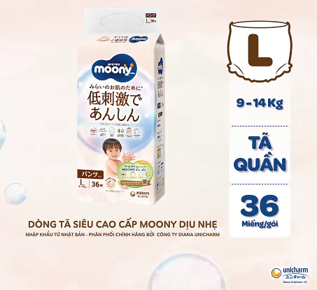  Tã quần Moony Dịu Nhẹ siêu cao cấp M46/L36/Xl32 