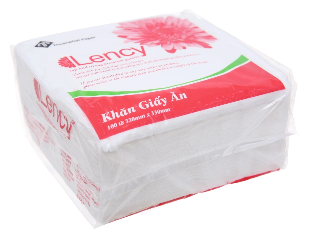  Khăn giấy ăn Lency 1 lớp 100 tờ 33x33cm 