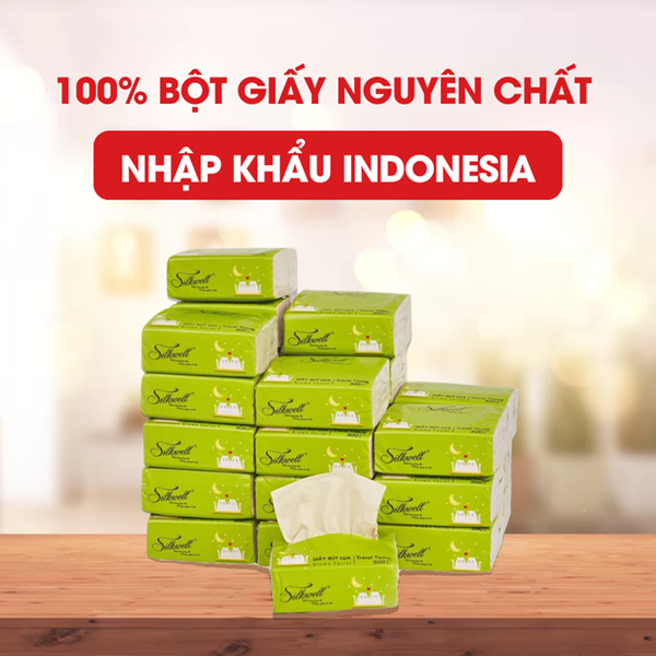  Giấy ăn Silkwell gấu trúc mini 100 tờ 3 lớp 100% bột tre nhập khẩu 