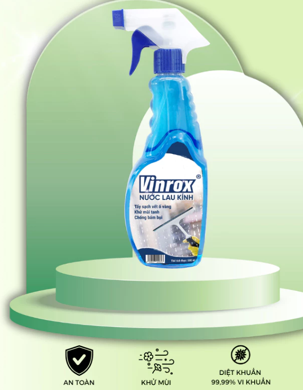  Nước Lau Kính VINROX 500ml – Sạch Bóng Không Vệt, Hương Tươi Mát, Làm Sạch Nhanh 