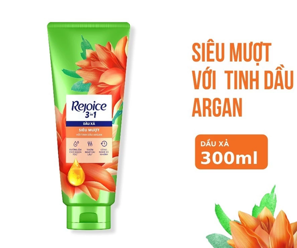  Kem Xả Tóc REJOICE 3 Trong 1 Với Dưỡng Chất Từ Tinh Dầu Argan Siêu Mềm Mượt /Hoa Hồng JeJu/ Lavender 300 ml 