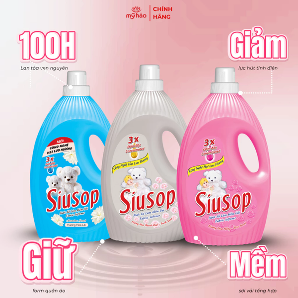  Nước Xả Vải Đậm Đặc 3X Siusop Lưu Hương Suốt Ngày Dài Bình 1.8 - 3.5 KG 