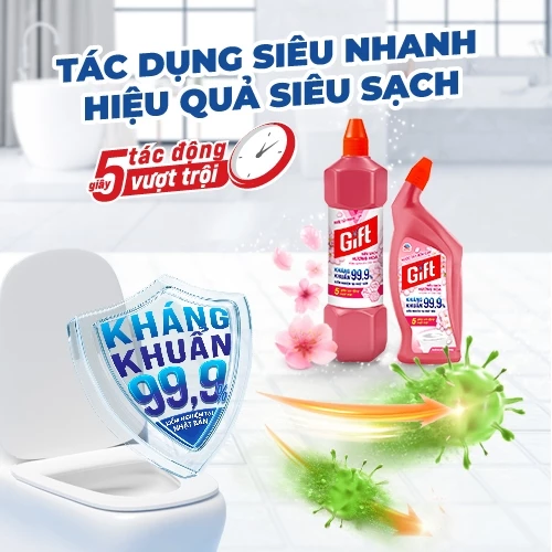  Tẩy toilet/bồn cầu Gift 900ml tiết kiệm tẩy rửa siêu sạch nhà tắm toilet bồn cầu đa năng không mùi 