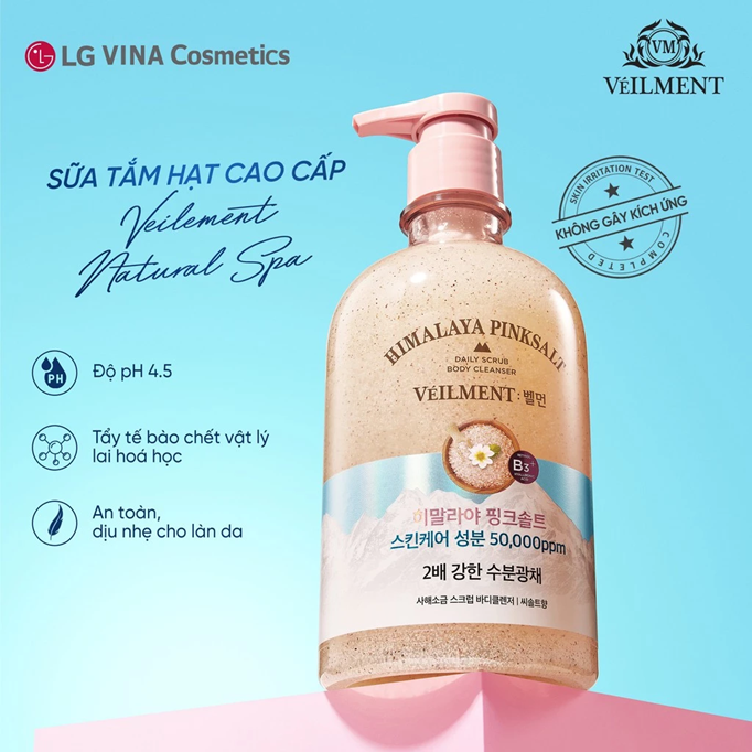  Sữa tắm hạt On The Body Veilment Natural Spa Himalaya Pink Salt 600g 