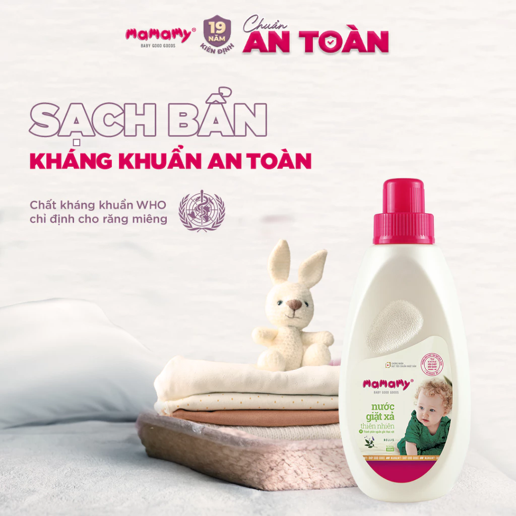  Nước giặt xả cho bé, nguồn gốc tự nhiên Mamamy an toàn, tiện lợi túi có vòi phiên bản mới 200-800ml 