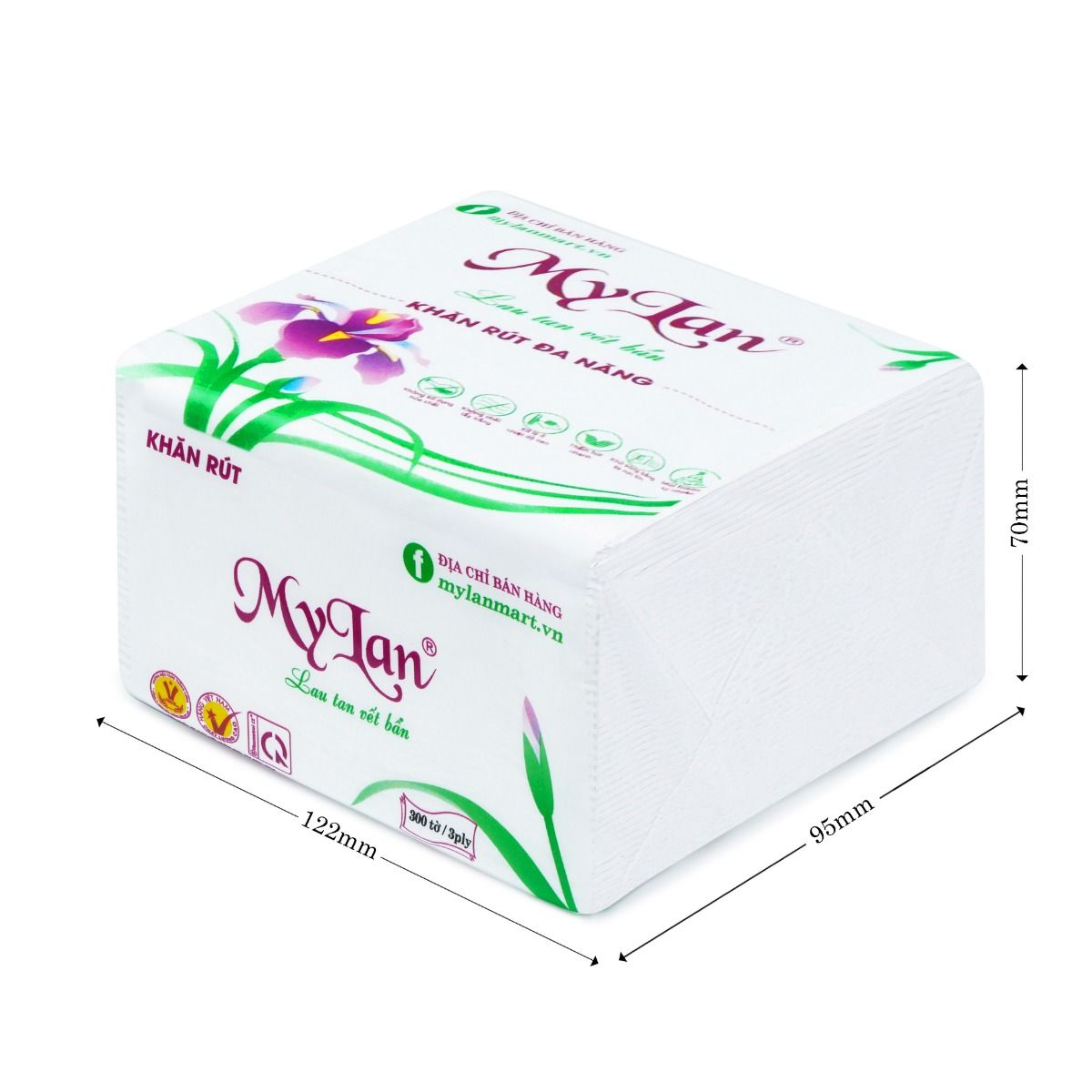  Khăn giấy rút hoa Lan MyLan 3 lớp 10 gói/lốc 