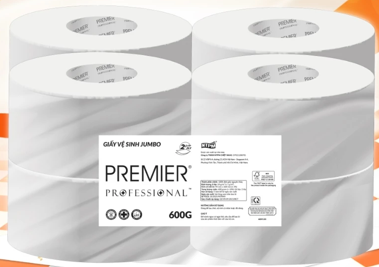  Giấy vệ sinh Premier Professional cuộn JUMBO dành riêng Văn Phòng, 2 lớp - 100% bột giấy 