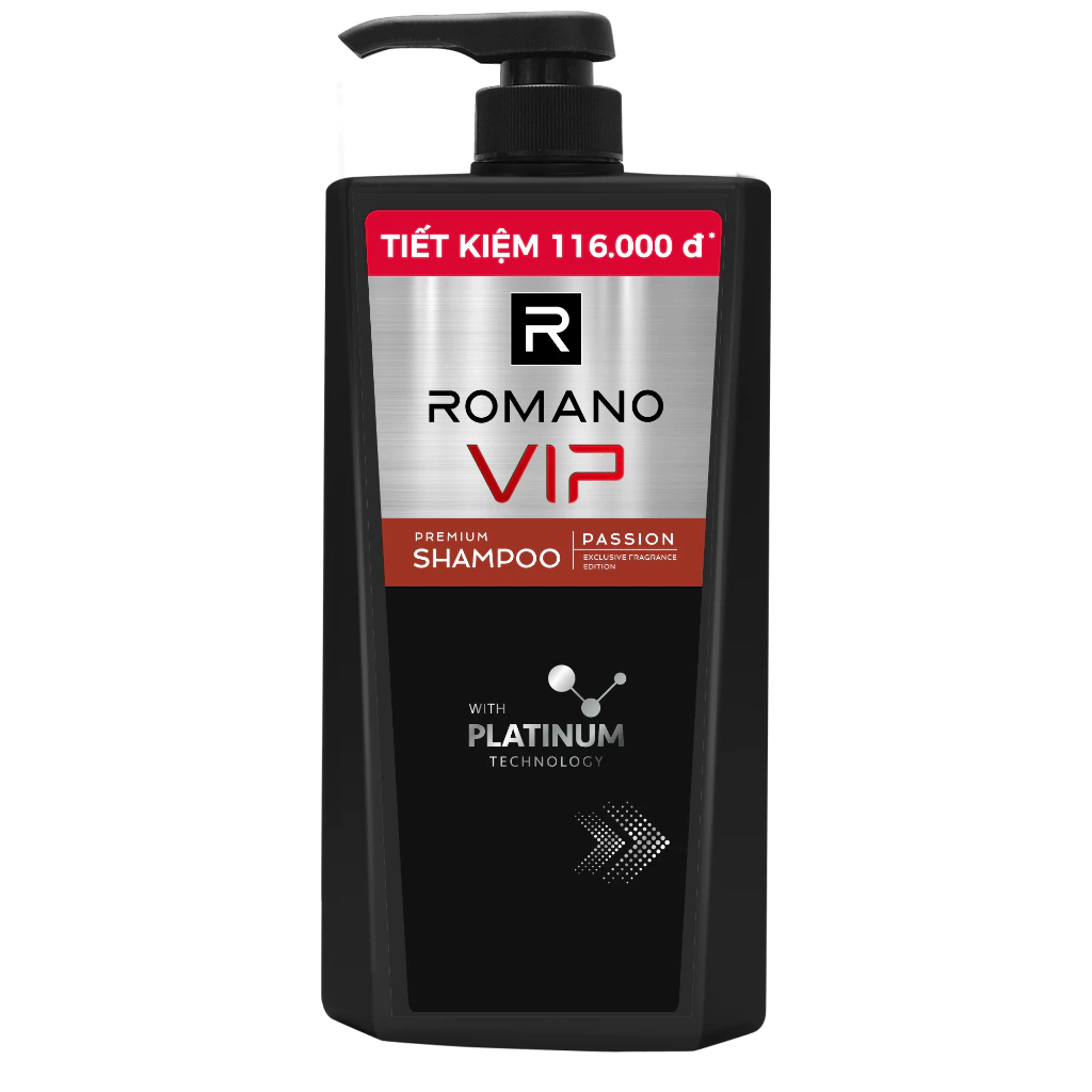  Dầu gội nam Cao Cấp Romano VIP Passion / Vision mùi Hương Bí Ẩn Nam Tính 830G 