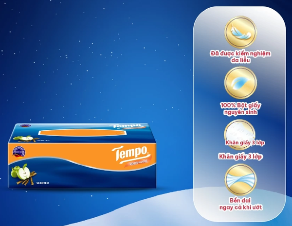  Khăn Giấy Rút Cao Cấp Tempo - 3 Lớp Bền Dai, không kích ứng da - Thương hiệu Đức - An Toàn Cho Da 