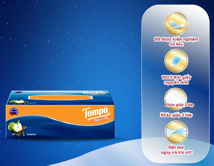  Khăn Giấy Rút Cao Cấp Tempo - 3 Lớp Bền Dai, không kích ứng da - Thương hiệu Đức - An Toàn Cho Da 