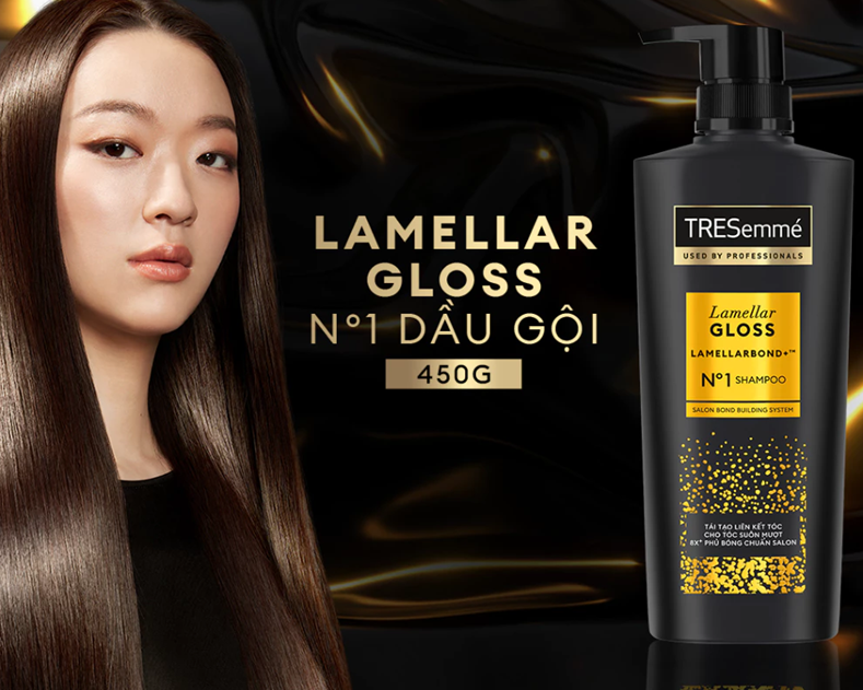  Dầu gội TRESemme Lamellar Gloss LamellarBond+ Phủ Bóng 8X Chuẩn Salon 450g 