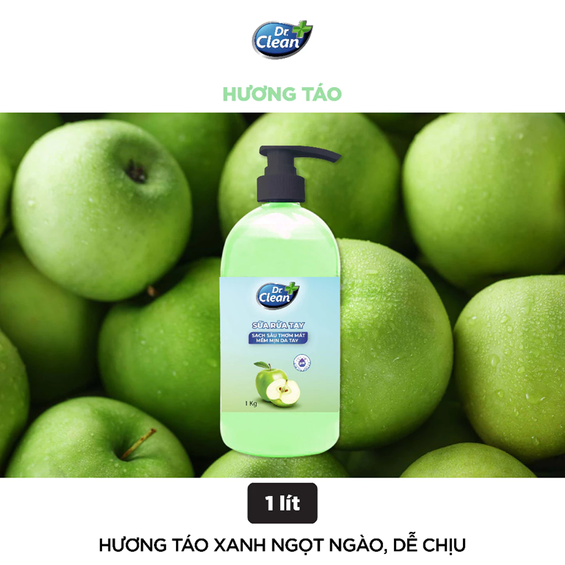  Sữa Rửa Tay Dr.Clean 1L – Dưỡng Ẩm & Lưu Hương Trái Cây Tự Nhiên 