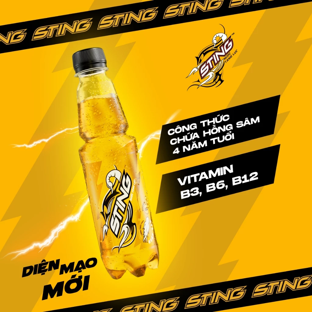  Nước Tăng Lực Sting Vàng 330ml/chai 