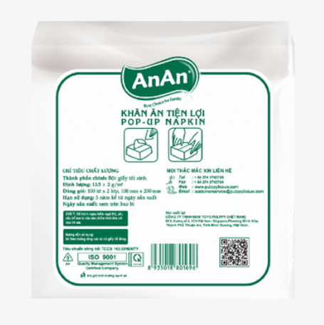  Khăn Ăn AnAn Pop – up  100 tờ  2 lớp 