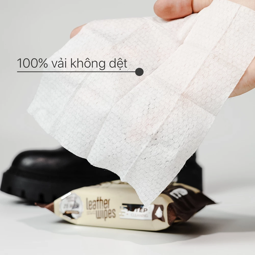  Khăn ướt lau giày da túi da ví da siêu tốc Leather EcoWipes gói 25 tờ hương quế 
