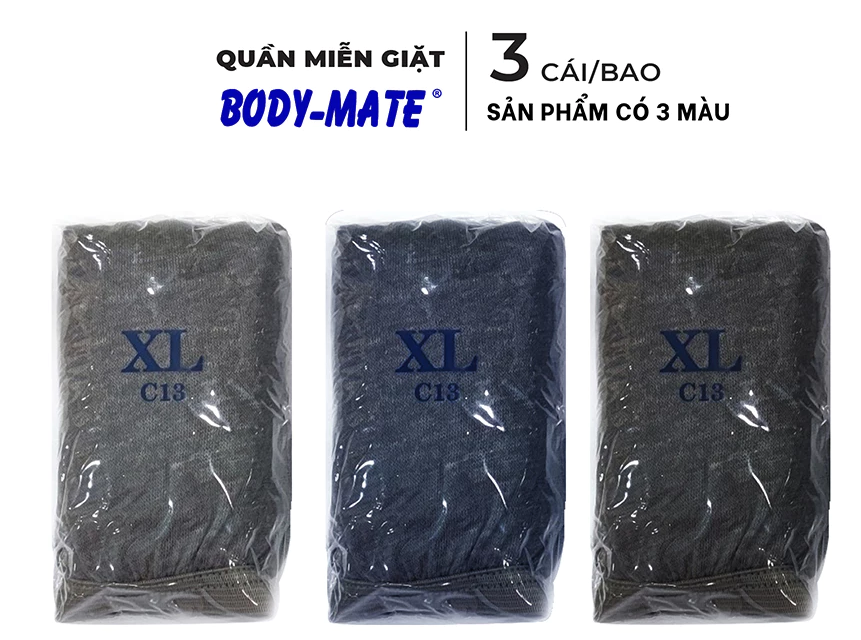  Quần Đùi Miễn Giặt Tiện Lợi Body-Mate Nam, 3 Cái/Bao - Quần Đùi Nam 