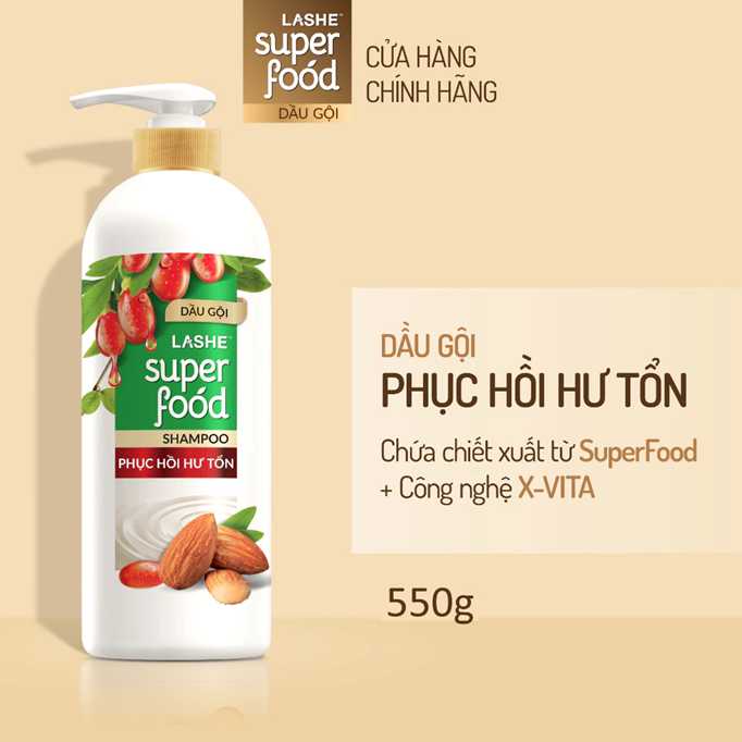  Dầu Xả LASHE SUPERFOOD Ngăn Gãy Rụng Tóc / Phục Hồi Hư Tổn 170G & 550G 