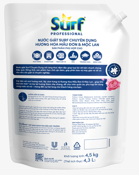  Nước Giặt SURF Chuyên Dụng Hương Mộc Lan 4.5kg 