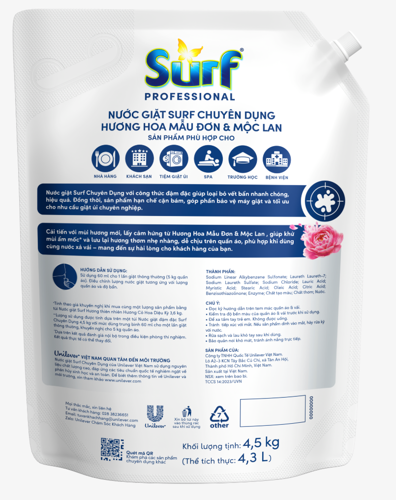  Nước Giặt SURF Chuyên Dụng Hương Mộc Lan 4.5kg 