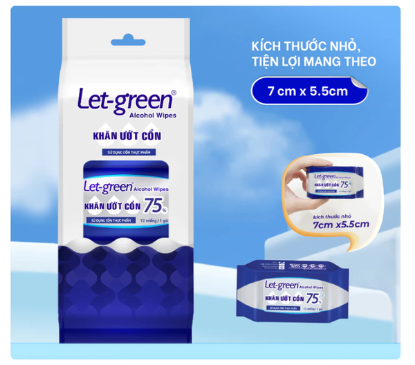  Khăn Ướt Cồn Mini LET-GREEN 12 Miếng 