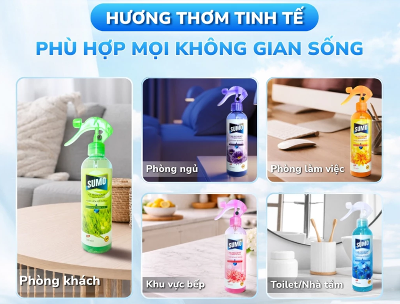  Nước Hoa Xịt Phòng SUMO 350ml cao cấp nâng tầm trải nghiệm không gian sống 