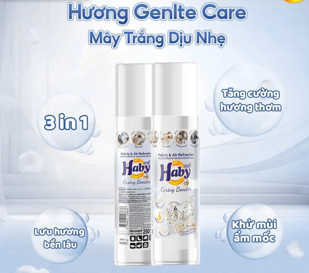  Xịt Vải & Khử Mùi 250ml HABY – Hương Thơm Tươi Mát, Lưu Hương Lâu, Khử Mùi Cực Hiệu Quả 