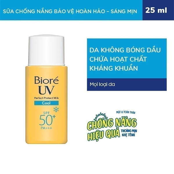  Biore Sữa Chống Nắng Bảo Vệ Hoàn Hảo MÁT LẠNH Biore UV SPF50+/PA+++ 25ML 