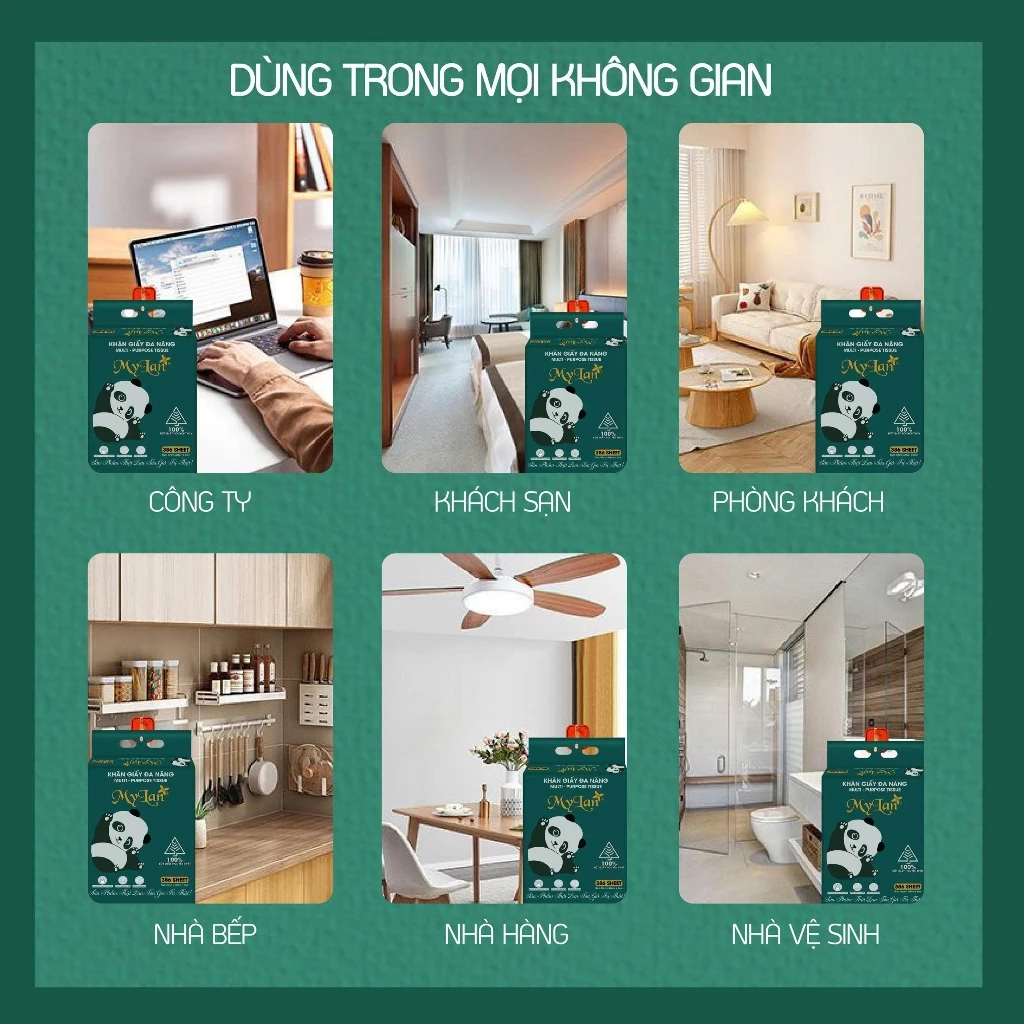  Khăn Giấy Rút Đáy Đa Năng MyLan Cao Cấp 2 Lớp Dập Vân 3D Mềm Dai Thấm Hút Tốt 386 Tờ/Dây 