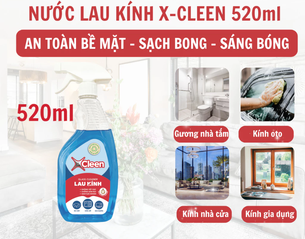  Lau Kính XCleen 520ml/3.6kg 