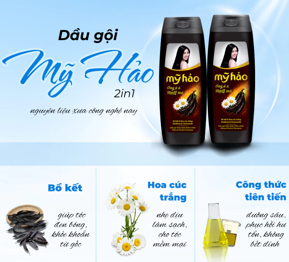  Dầu Gội Chiết Xuất Thiên Nhiên Mỹ Hảo Dưỡng Tóc Khỏe, Ngăn Gãy Rụng 360 ml 