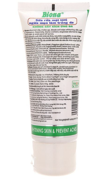  Sữa rửa mặt Biona Đại Việt Hương ngừa mụn 50g 