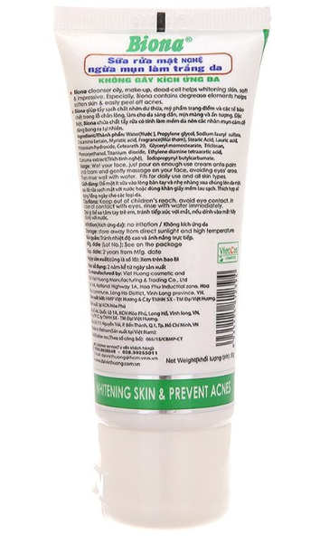  Sữa rửa mặt Biona Đại Việt Hương ngừa mụn 50g 