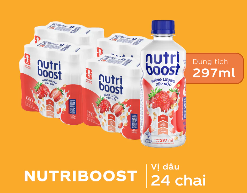  Sữa Trái Cây Nutriboost Thế Hệ Mới Hương Dâu 297ml/Chai 