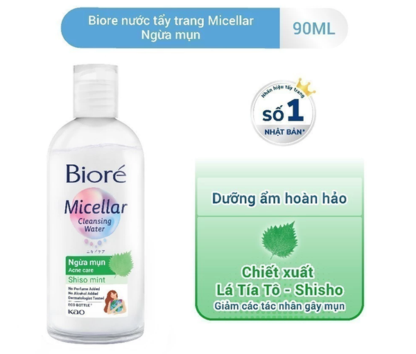 Biore Nước Tẩy Trang Hoàn Hảo Ngừa Mụn Biore Makeup Remover Perfect Cleansing Water Acne Care 90ml 