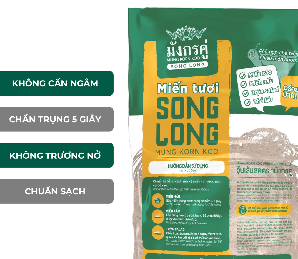  Miến tươi SONG LONG 1 kg (Không cần ngâm - 5 giây chần trụng) 