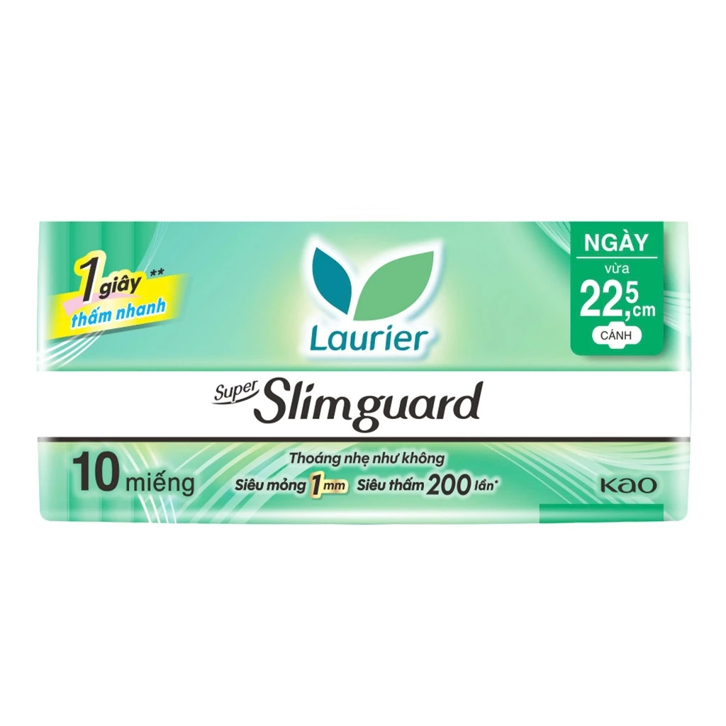  Băng vệ sinh Laurier siêu mỏng bảo vệ 1mm 22.5cm 10 miếng 