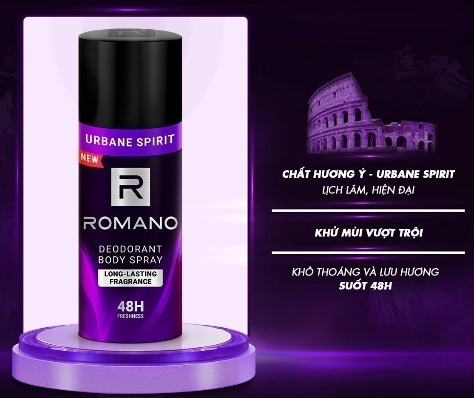  Xịt khử mùi cho nam toàn thân ngăn mồ hôi và mùi cơ thể Romano 150ml / 195ml 