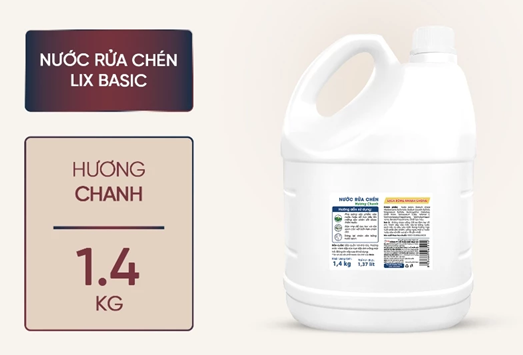  Nước rửa chén Lix Basic hương chanh 1.4kg - sạch dầu mỡ nhanh chóng 