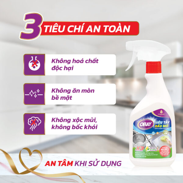  Siêu tẩy dầu mỡ OBAY 450ml (tẩy hút mùi nhà bếp, bếp gas, đáy xoong, mặt bếp….) 