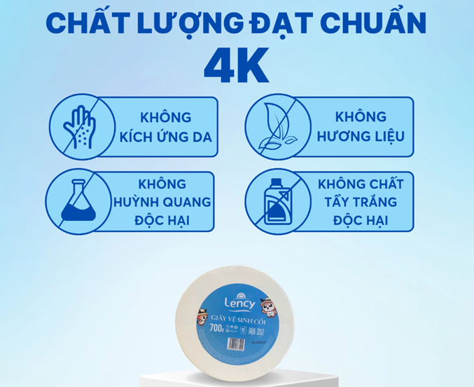  Giấy Vệ Sinh Cuộn Lớn Công Nghiệp Lency - Elene 700 Gram - 2 Lớp, Mềm Mịn, Có Lõi 