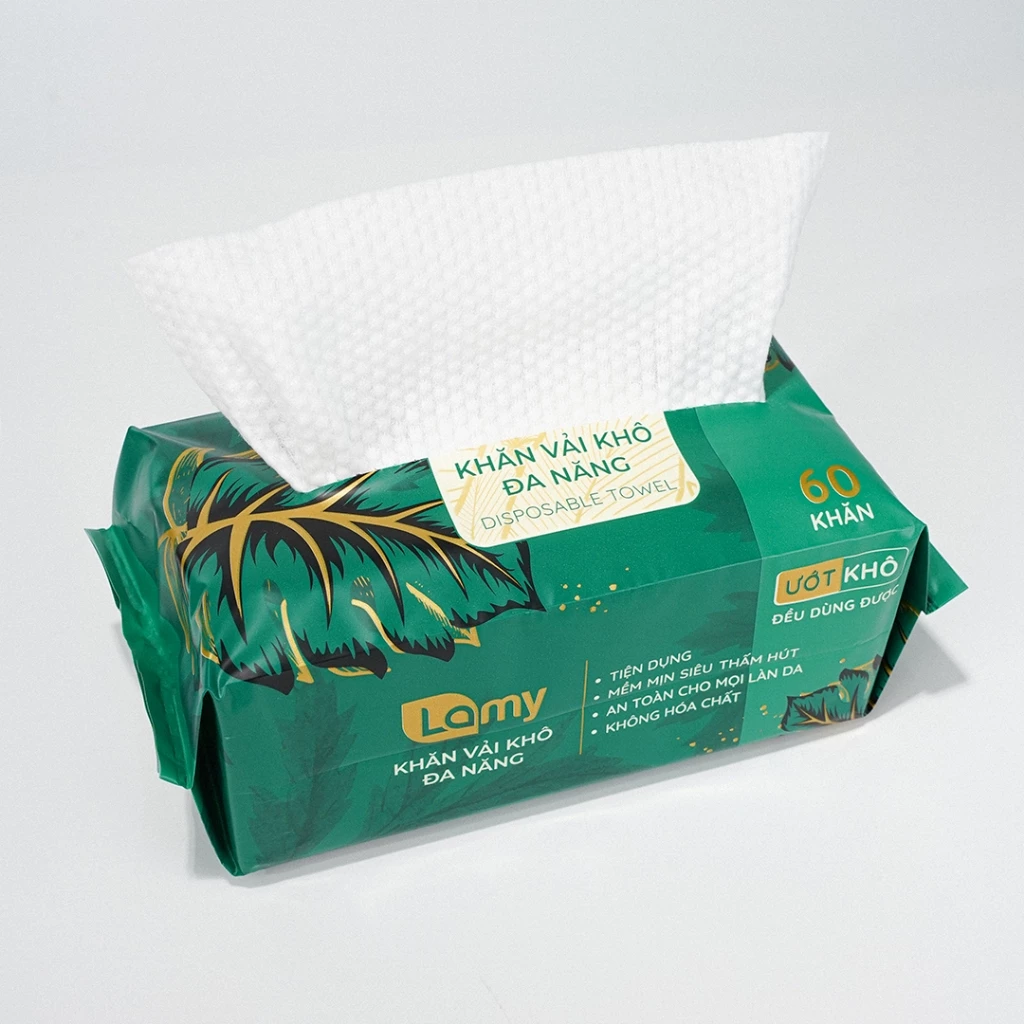  Khăn vải rút khô đa năng Lamy gói 60 tờ không mùi 