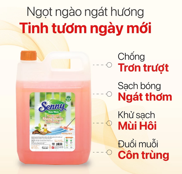  Nước Lau Sàn Senny Hương Quế Dễ Chịu Khử Mùi Hôi Tanh Hạn Chế Bám Bụi Không Kích Ứng Da Dùng Cho Sàn Gạch Sàn Gỗ 9.36 kg 