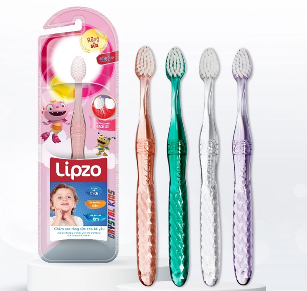  Bàn Chải Đánh Răng Trẻ Em Lipzo Crystal Kids Lông Mềm Kháng Khuẩn Bảo Vệ Nướu Cho Bé Từ 2 Tuổi 