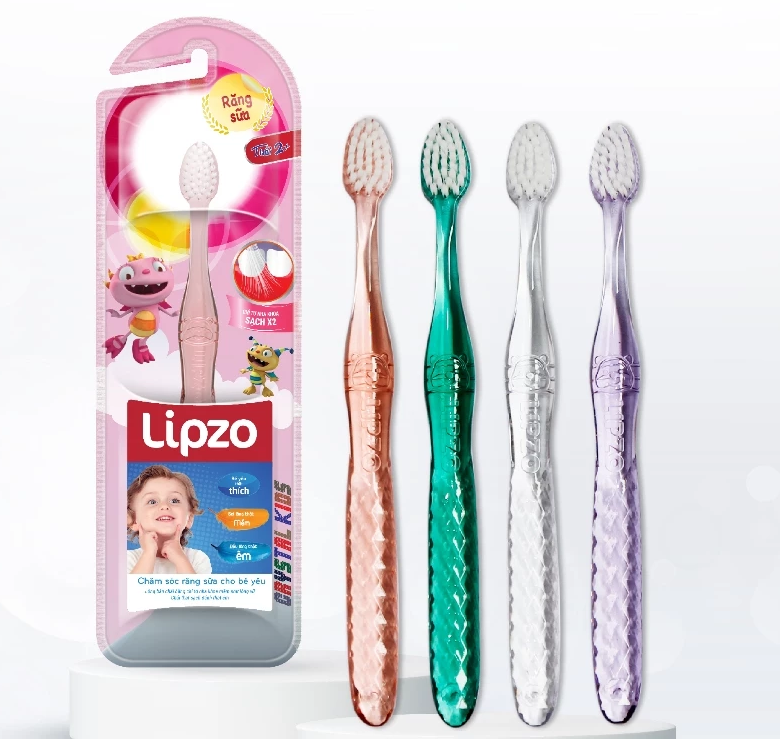  Bàn Chải Đánh Răng Trẻ Em Lipzo Crystal Kids Lông Mềm Kháng Khuẩn Bảo Vệ Nướu Cho Bé Từ 2 Tuổi 
