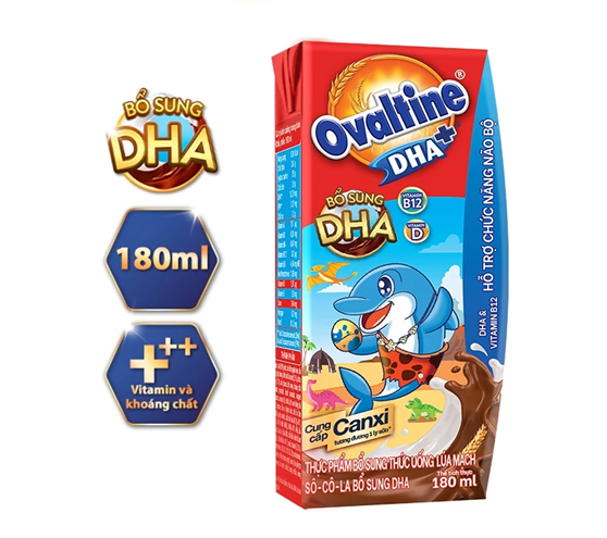  Thức uống lúa mạch hương vị sô-cô-la Ovaltine DHA+ (180ml x 4) 