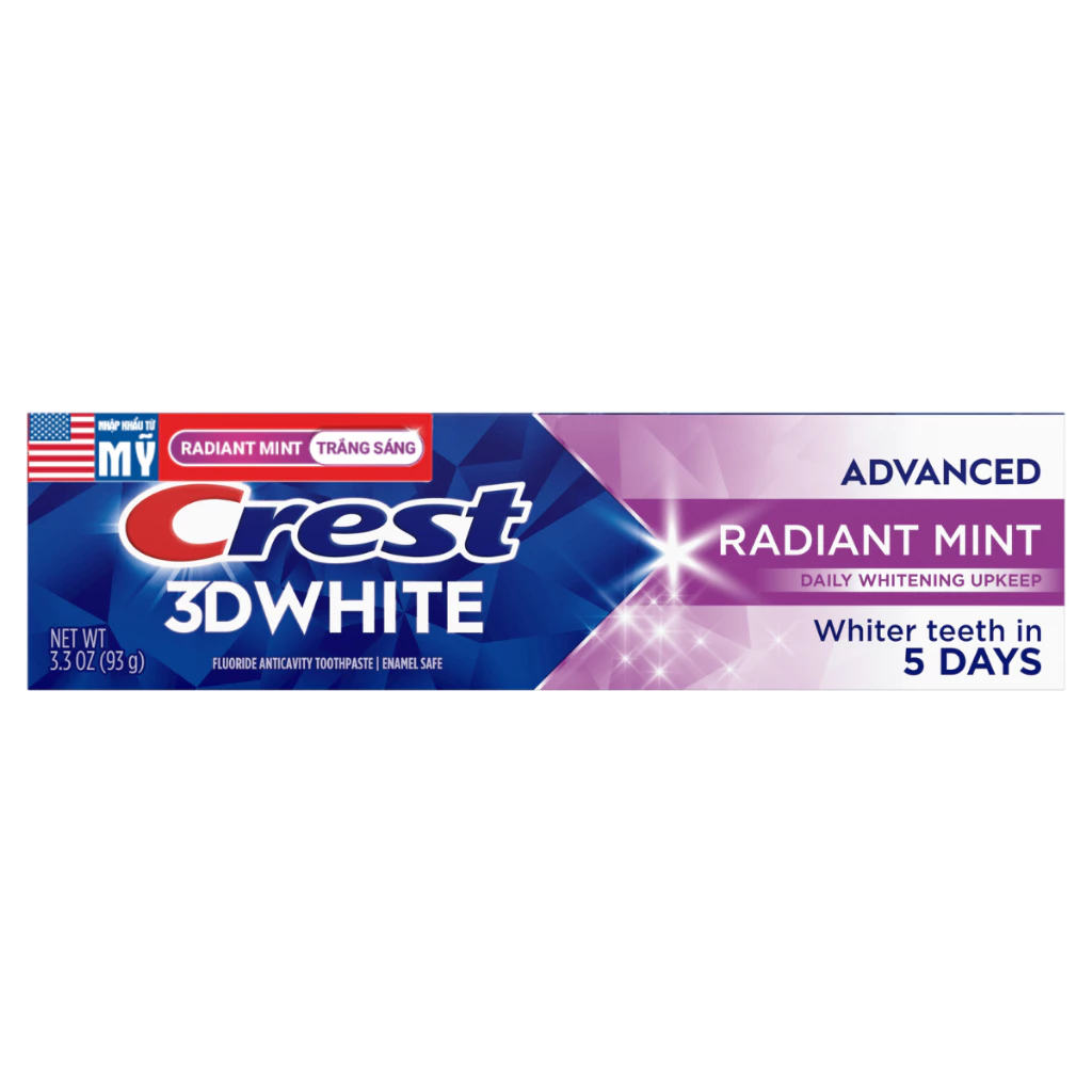  Kem đánh trắng răng Crest 3D White Radiant Mint 93g - Mỹ 