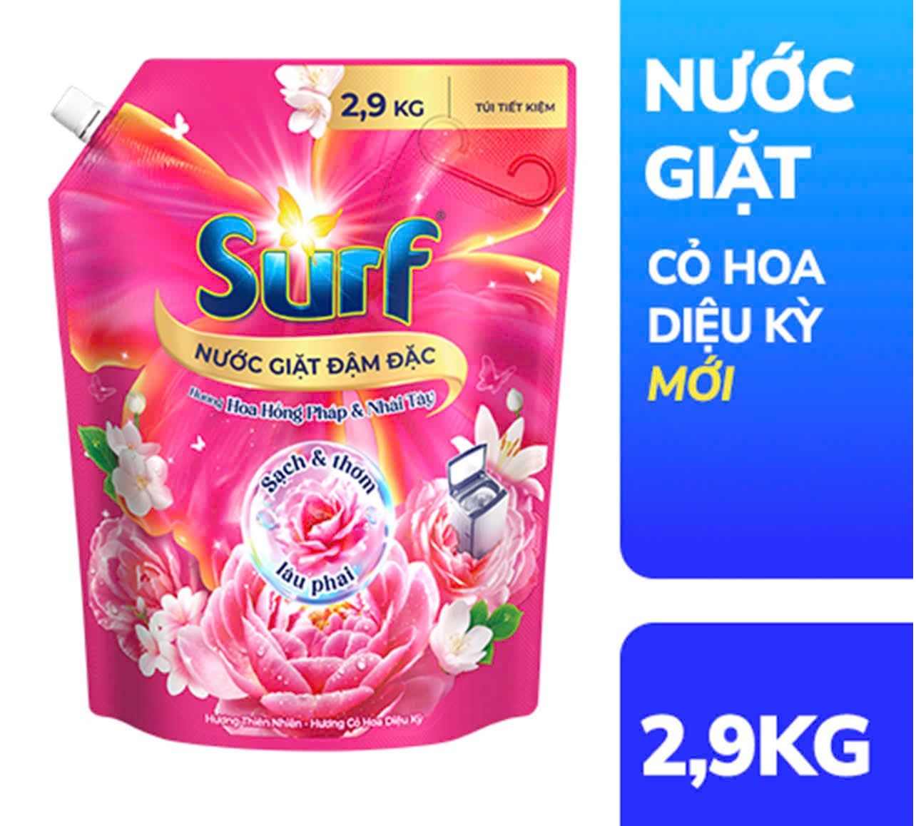  Nước giặt Surf túi 2.9kg đủ hương, sạch thơm lâu phai 