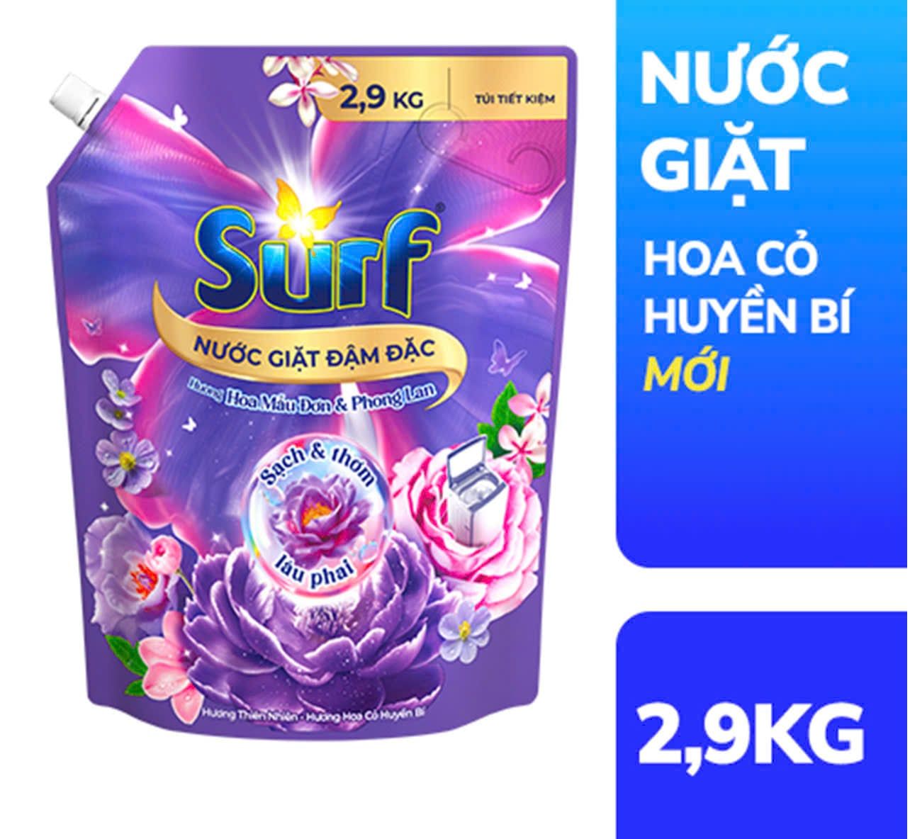  Nước giặt Surf túi 2.9kg đủ hương, sạch thơm lâu phai 