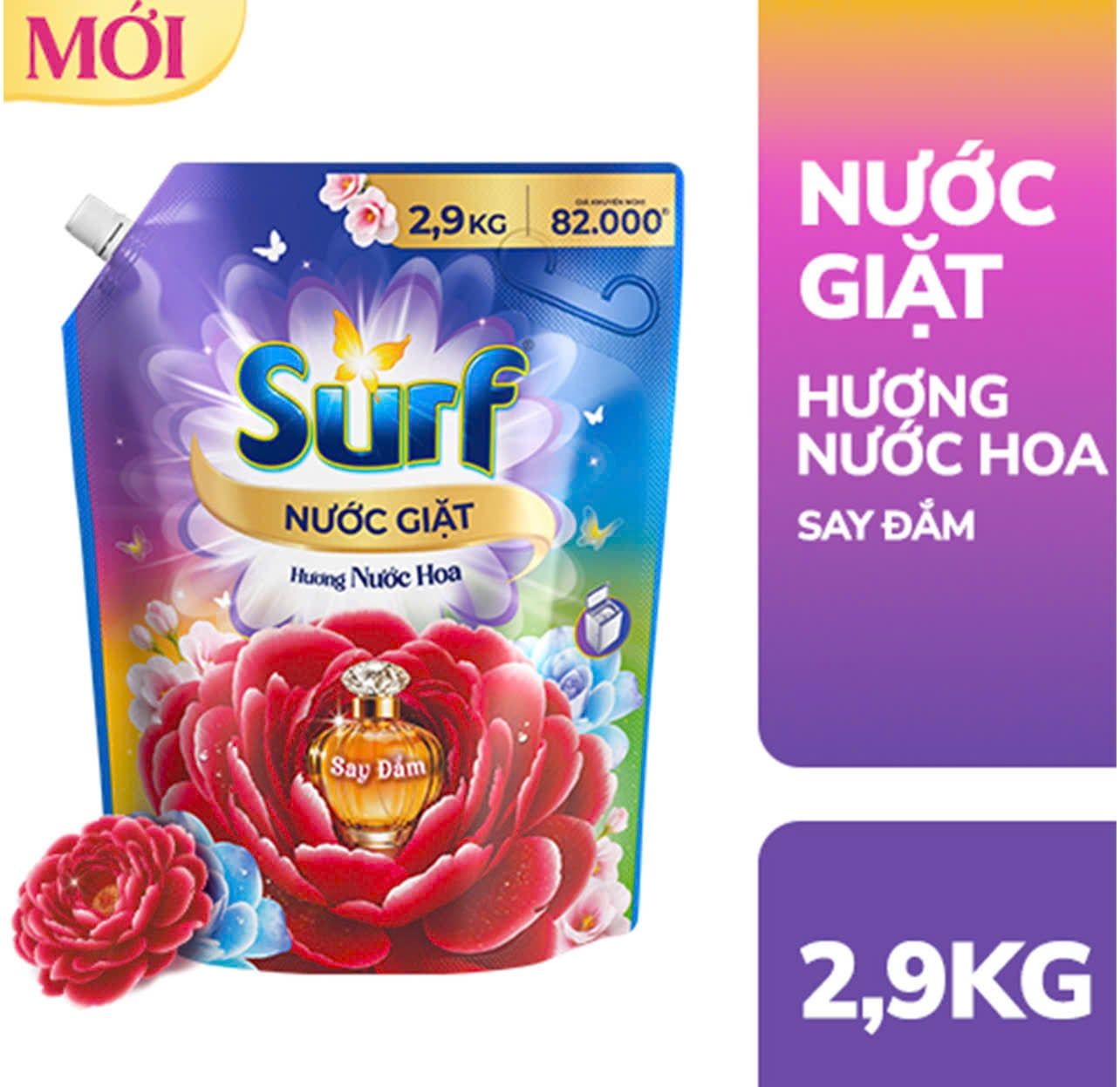  Nước giặt Surf túi 2.9kg đủ hương, sạch thơm lâu phai 