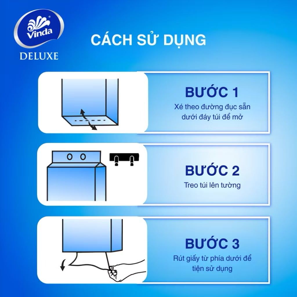  Khăn bếp treo tường Vinda Platinum (gói 180 tờ) bền dai cao cấp 2 lớp - thương hiệu Đức 